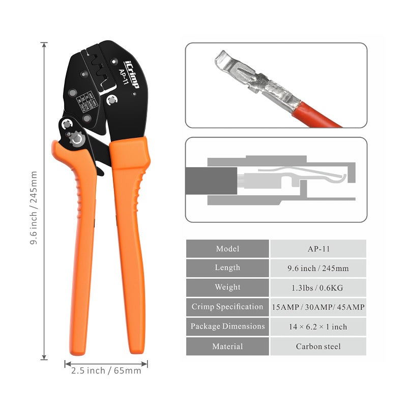 IWISS iCrimp Wire Crimping Tool for 15, 30 and 45 Amp Contacts DC Power Connector Modular Power Connector Kit - Image 2